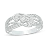 Thumbnail Image 0 of 1/10 CT. T.W. Diamond Frame Three Stone Bypass Promise Ring in Sterling Silver