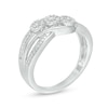 Thumbnail Image 2 of 1/10 CT. T.W. Diamond Frame Three Stone Bypass Promise Ring in Sterling Silver