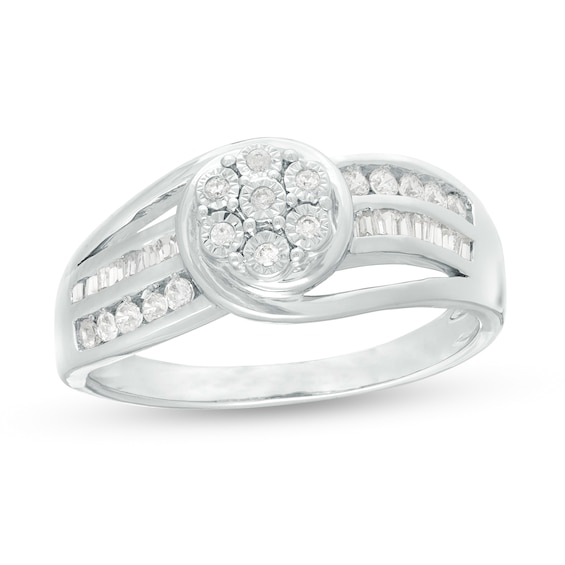 1/4 CT. T.W. Composite Diamond Wavy Split Shank Promise Ring in 10K White Gold 1/4 CT. T.W. Composite Diamond Wavy Split Shank Promise Ring in 10K White Gold