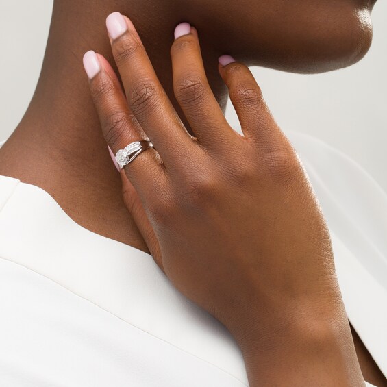 1/4 CT. T.W. Composite Diamond Wavy Split Shank Promise Ring in 10K White Gold 1/4 CT. T.W. Composite Diamond Wavy Split Shank Promise Ring in 10K White Gold