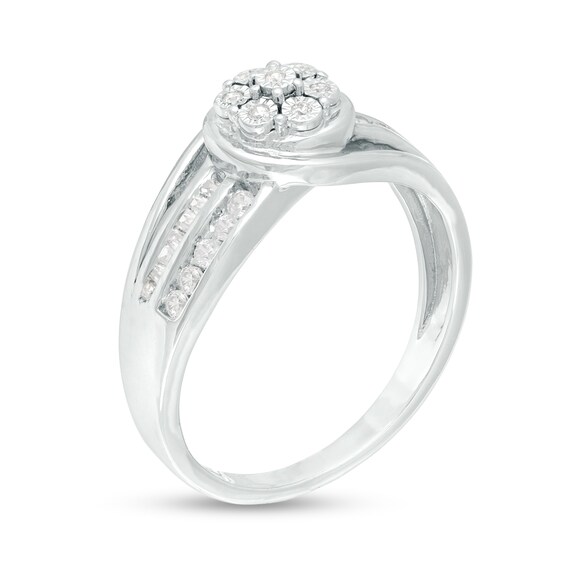1/4 CT. T.W. Composite Diamond Wavy Split Shank Promise Ring in 10K White Gold 1/4 CT. T.W. Composite Diamond Wavy Split Shank Promise Ring in 10K White Gold