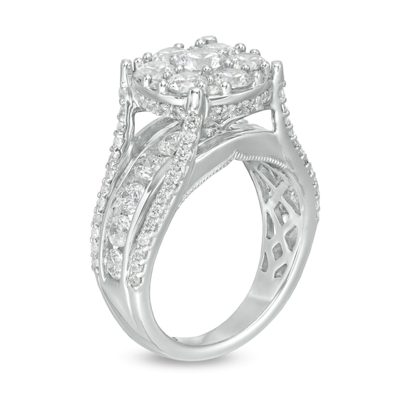 3 CT. T.w. Composite Diamond Channel Shank Engagement Ring in 14K White Gold