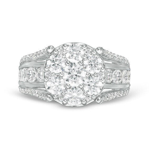 3 CT. T.w. Composite Diamond Channel Shank Engagement Ring in 14K White Gold