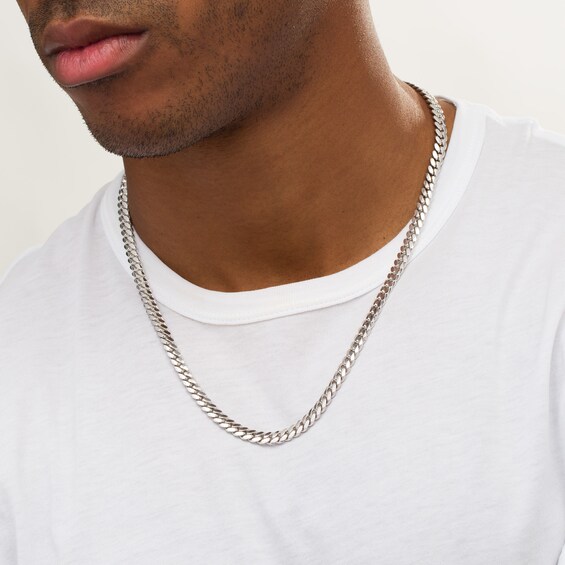Vera Wang Men 6.2mm Cuban Link Chain Necklace in Solid Sterling Silver - 22"