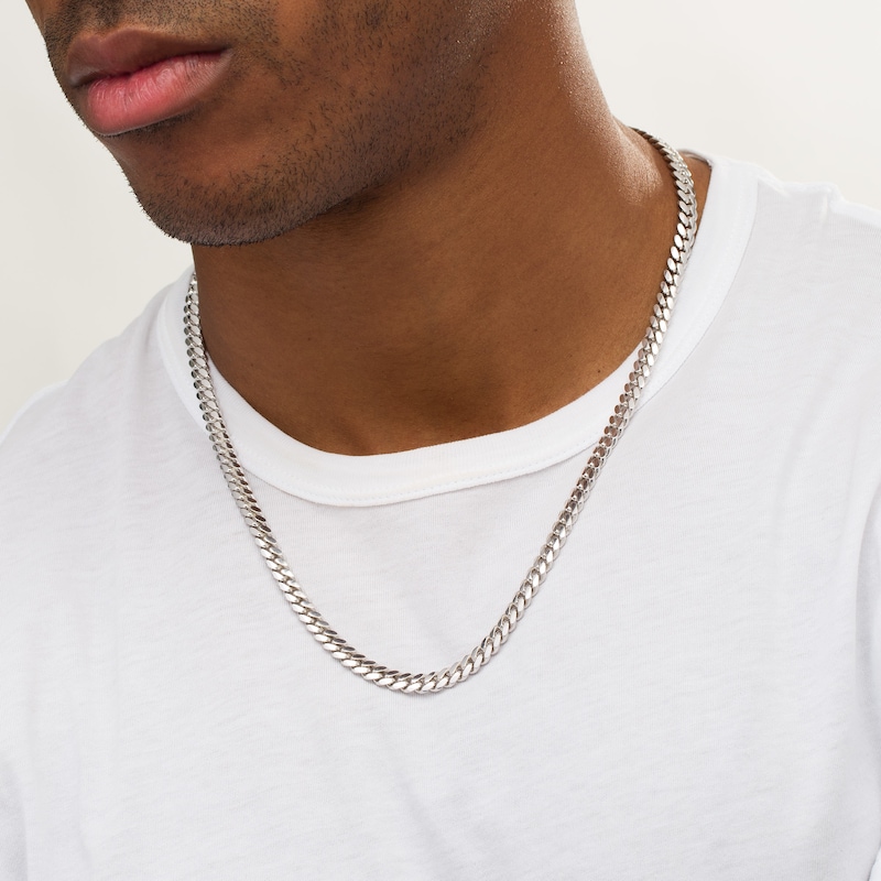 Main Image 2 of Vera Wang Men 6.2mm Cuban Link Chain Necklace in Solid Sterling Silver  - 22"