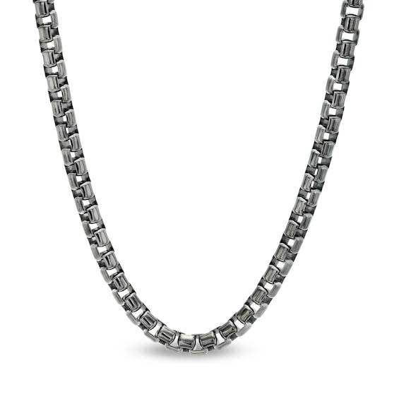 Vera Wang Men 5.0mm Solid Box Chain Necklace in Sterling Silver with Black Rhodium - 22"