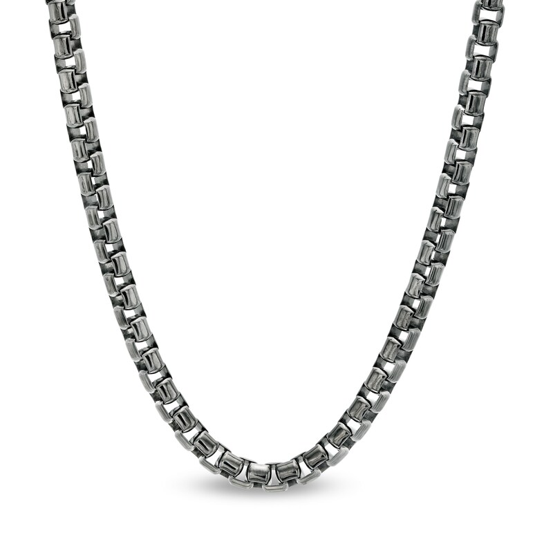 Main Image 1 of Vera Wang Men 5.0mm Box Chain Necklace in Solid Sterling Silver  with Black Rhodium - 22"