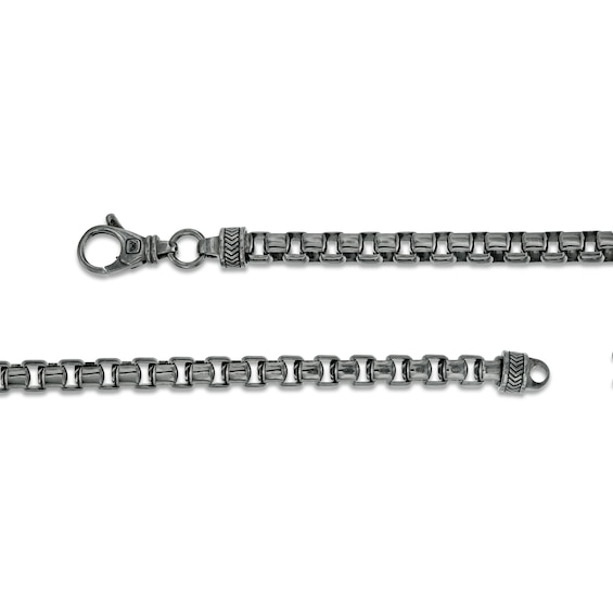 Vera Wang Men 5.0mm Box Chain Necklace in Solid Sterling Silver with Black Rhodium - 22"