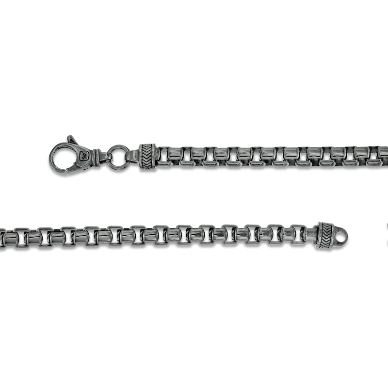 Main Image 3 of Vera Wang Men 5.0mm Box Chain Necklace in Solid Sterling Silver  with Black Rhodium - 22"