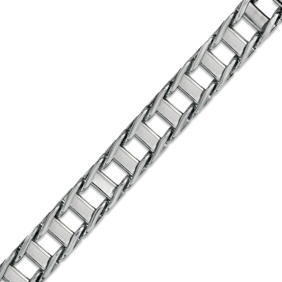 Vera Wang Men 10.0mm Railroad Link Chain Bracelet in Solid Sterling Silver with Black Rhodium - 8.5"