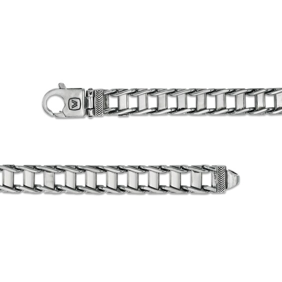 Vera Wang Men 10.0mm Railroad Link Chain Bracelet in Solid Sterling Silver with Black Rhodium - 8.5"