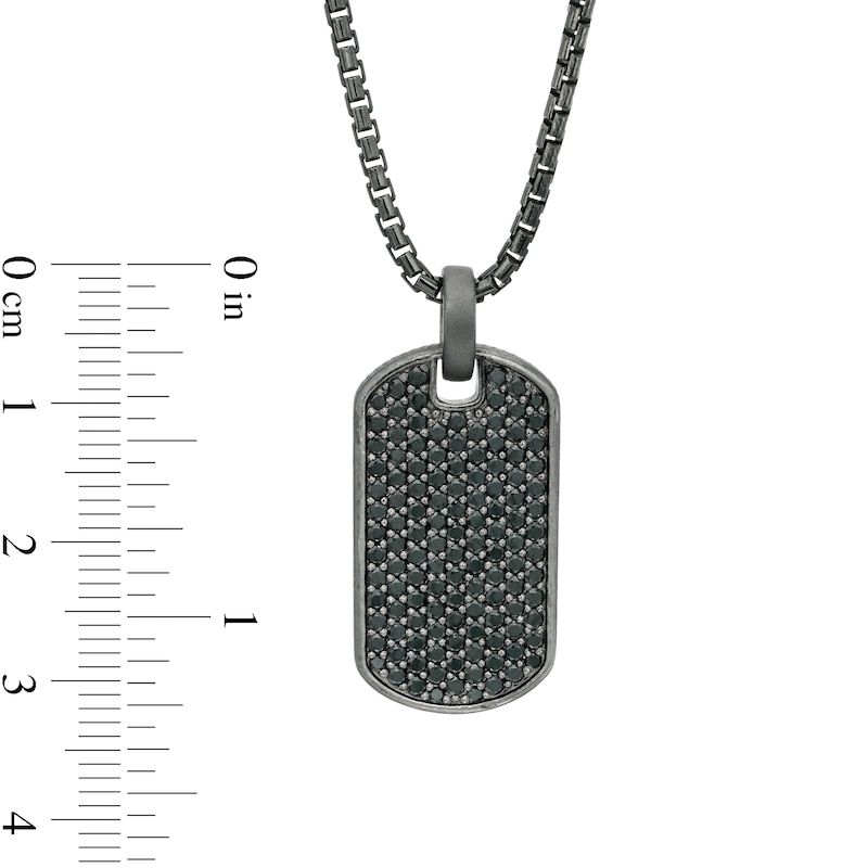 Main Image 3 of Vera Wang Men Black Spinel Dog Tag Pendant in Sterling Silver with Black Rhodium - 22"