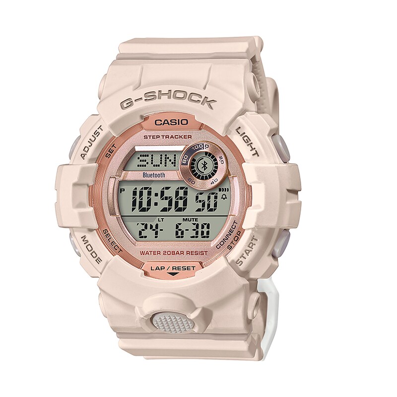 Ladies' Casio G-Shock S Series Pink Strap Watch with Rose-Tone Dial (Model: GMDB800-4)