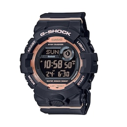 Ladies' Casio G-Shock S Series Black Strap Watch with Rose-Tone Dial (Model: GMDB800-1)