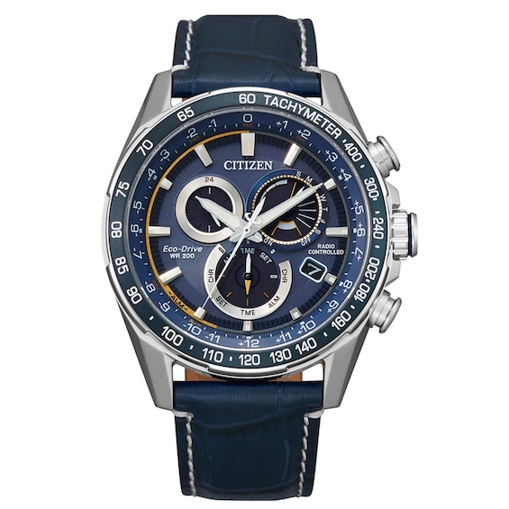 Men's Citizen Eco-Drive® Promaster Pcat Chronograph Strap Watch with Blue Dial (Model: Cb5918-02L)
