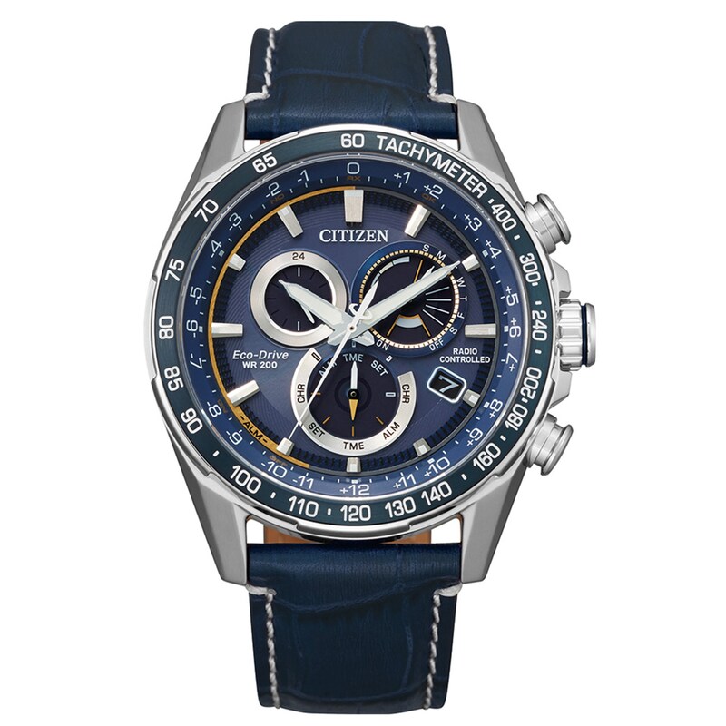 Main Image 1 of Men's Citizen Eco-Drive® Promaster PCAT Chronograph Strap Watch with Blue Dial (Model: CB5918-02L)