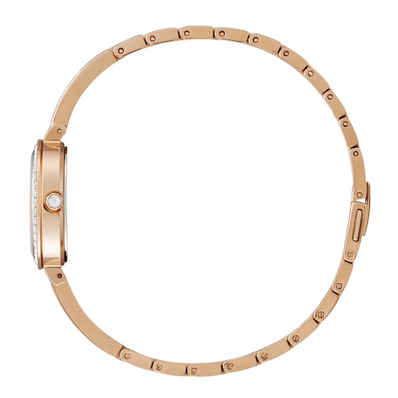 Ladies' Citizen Eco-DriveÂ® Silhouette Crystal Rose-Tone Bangle Watch with Mother-of-Pearl Dial (Model: Em0863-53D)