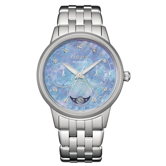 Ladies' Citizen Eco-DriveÂ® Calendrier Diamond Accent Chronograph Watch with Mother-of-Pearl Dial (Model: Fd0000-52N)