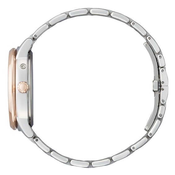 Ladies' Citizen Eco-DriveÂ® Calendrier Diamond Two-Tone Chronograph Watch with Mother-of-Pearl Dial (Model: Fd0006-56D)