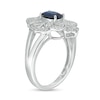Thumbnail Image 3 of Oval Blue Sapphire and 1/10 CT. T.W. Diamond Vintage-Style Split Shank Ring in Sterling Silver