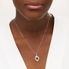 Thumbnail Image 2 of Oval Blue Sapphire and 1/10 CT. T.W. Diamond Vintage-Style Drop Pendant in Sterling Silver