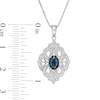 Thumbnail Image 3 of Oval Blue Sapphire and 1/10 CT. T.W. Diamond Vintage-Style Drop Pendant in Sterling Silver