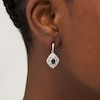 Thumbnail Image 2 of Oval Blue Sapphire and 1/15 CT. T.W. Diamond Vintage-Style Drop Earrings in Sterling Silver