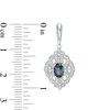 Thumbnail Image 3 of Oval Blue Sapphire and 1/15 CT. T.W. Diamond Vintage-Style Drop Earrings in Sterling Silver