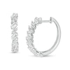 Thumbnail Image 0 of Baguette and Round Lab-Created White Sapphire Duos Alternating Hoop Earrings in Sterling Silver