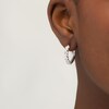 Thumbnail Image 2 of Baguette and Round Lab-Created White Sapphire Duos Alternating Hoop Earrings in Sterling Silver