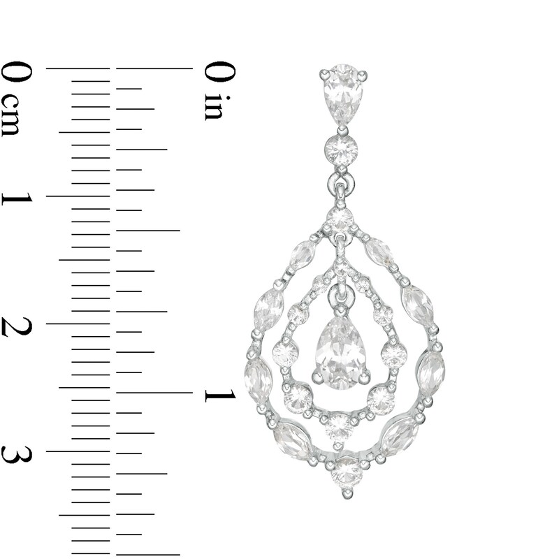 Main Image 3 of Multi-Shape Lab-Created White Sapphire Chandelier Teardrop Earrings in Sterling Silver