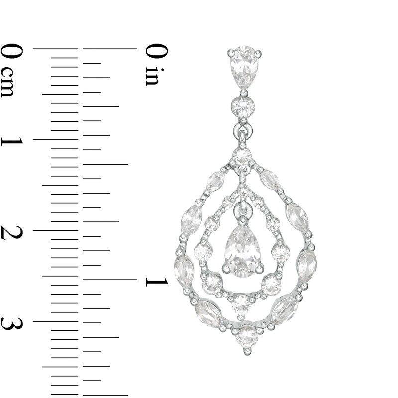 Multi-Shape Lab-Created White Sapphire Chandelier Teardrop Earrings in Sterling Silver