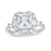 Thumbnail Image 1 of 7.0mm Princess-Cut, Baguette and Round Lab-Created White Sapphire Frame Ring in Sterling Silver