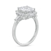 Thumbnail Image 3 of 7.0mm Princess-Cut, Baguette and Round Lab-Created White Sapphire Frame Ring in Sterling Silver