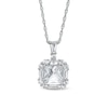 Thumbnail Image 1 of 7.0mm Princess-Cut, Baguette and Round Lab-Created White Sapphire Frame Pendant in Sterling Silver