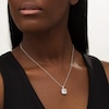 Thumbnail Image 2 of 7.0mm Princess-Cut, Baguette and Round Lab-Created White Sapphire Frame Pendant in Sterling Silver