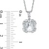 Thumbnail Image 3 of 7.0mm Princess-Cut, Baguette and Round Lab-Created White Sapphire Frame Pendant in Sterling Silver
