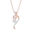 Thumbnail Image 1 of Lab-Created White Sapphire Floral Cluster Swirl Ribbon Pendant in Sterling Silver with 14K Rose Gold Plate