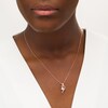 Thumbnail Image 2 of Lab-Created White Sapphire Floral Cluster Swirl Ribbon Pendant in Sterling Silver with 14K Rose Gold Plate
