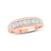 Thumbnail Image 1 of 1/4 CT. T.W. Diamond Multi-Texture Wedding Band in 10K Two-Tone Gold