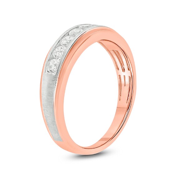 1/4 CT. T.w. Diamond Multi-Texture Wedding Band in 10K Two-Tone Gold