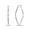 Thumbnail Image 1 of Diamond Fascination™ 23.0mm Tilted Cushion-Shaped Hoop Earrings in Sterling Silver with Platinum Plate