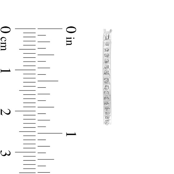 Diamond Fascination™ 23.0mm Tilted Cushion-Shaped Hoop Earrings in Sterling Silver with Platinum Plate