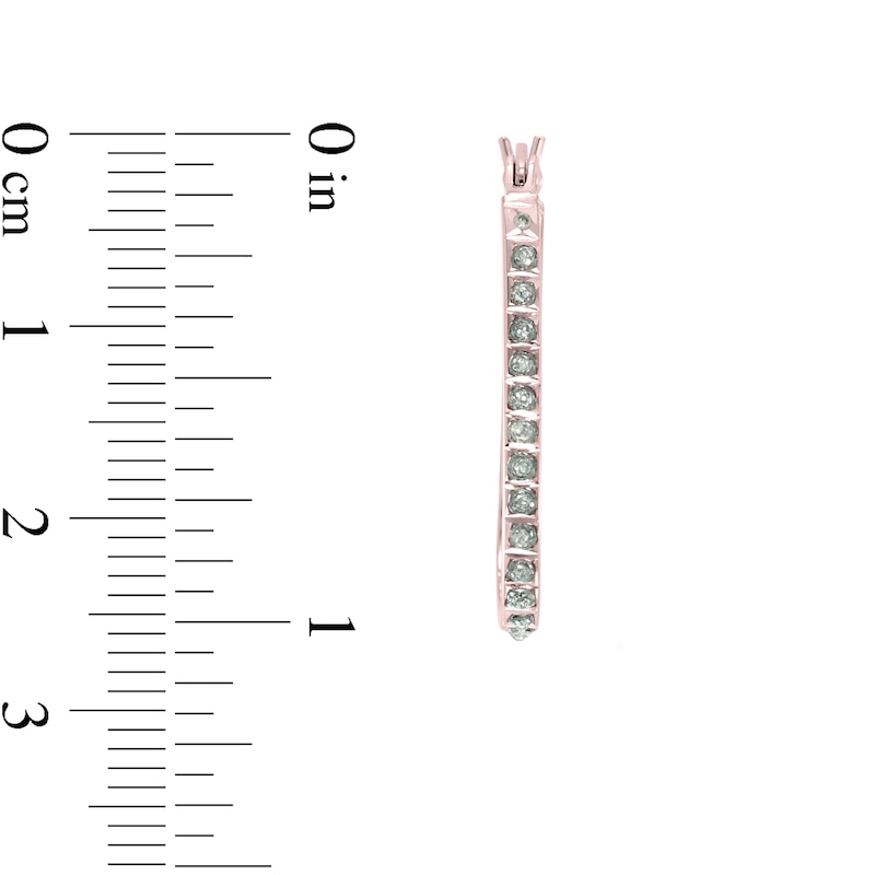 Main Image 2 of Diamond Fascination™ 20.0mm Rounded Triangle Hoop Earrings in Sterling Silver with 18K Rose Gold Plate