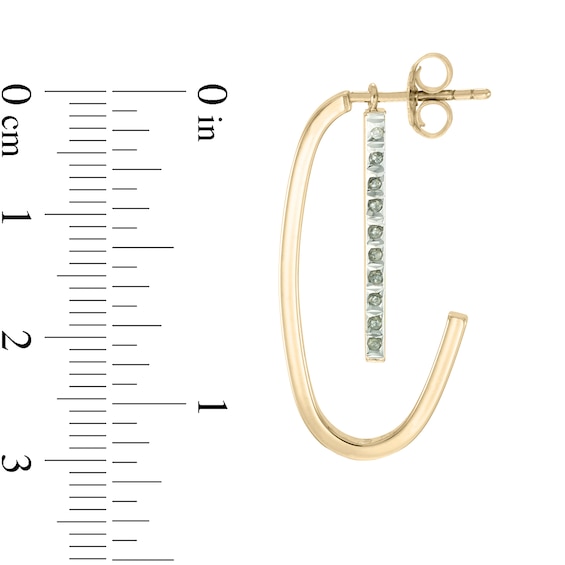 Diamond Fascinationâ¢ Removable Bar Drop J-Hoop Earrings in Sterling Silver with 18K Gold Plate