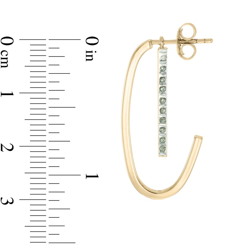 Diamond Fascination™ Removable Bar Drop J-Hoop Earrings in Sterling Silver with 18K Gold Plate