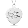 Thumbnail Image 1 of Engravable "We may be apart but you are always close to my heart" Heart Disc Pendant in Sterling Silver (1-3 Lines)