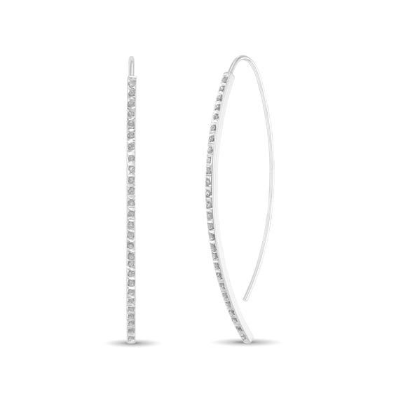 Diamond Fascinationâ¢ 50.0mm Threader Hoop Earrings in Sterling Silver with Platinum Plate