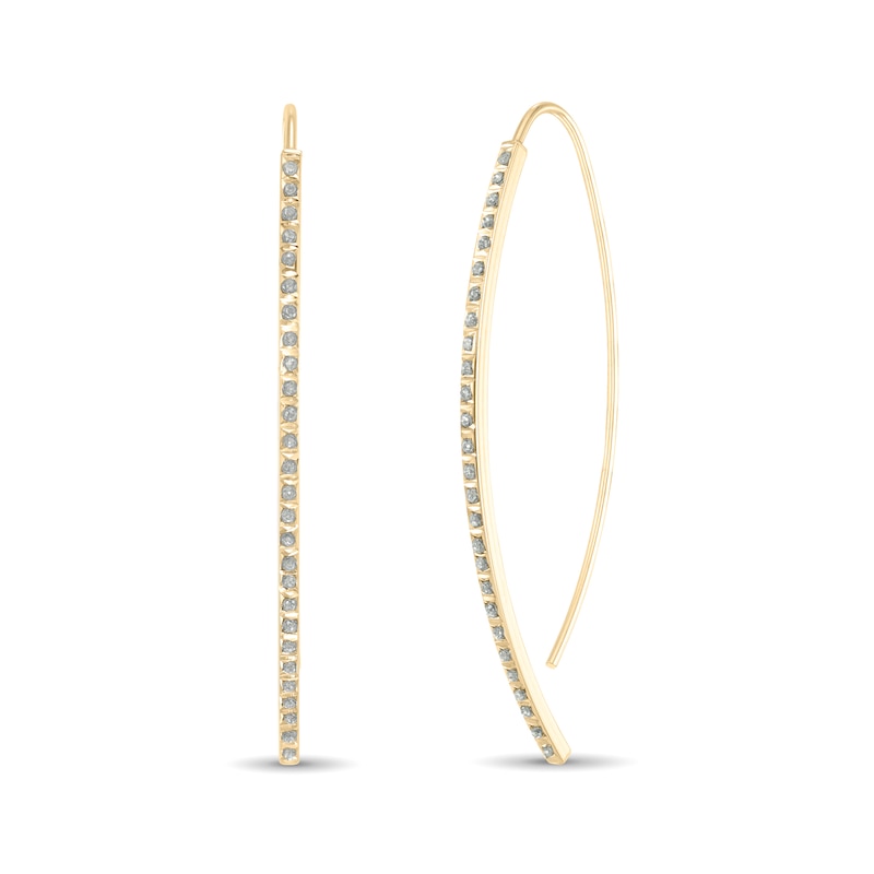 Diamond Fascination™ 50.0mm Threader Hoop Earrings in Sterling Silver with 18K Gold Plate