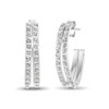 Diamond Fascination™ 20.0mm Split Double Row J-Hoop Earrings in Sterling Silver with Platinum Plate